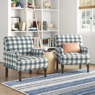 Blue 2024 plaid armchair